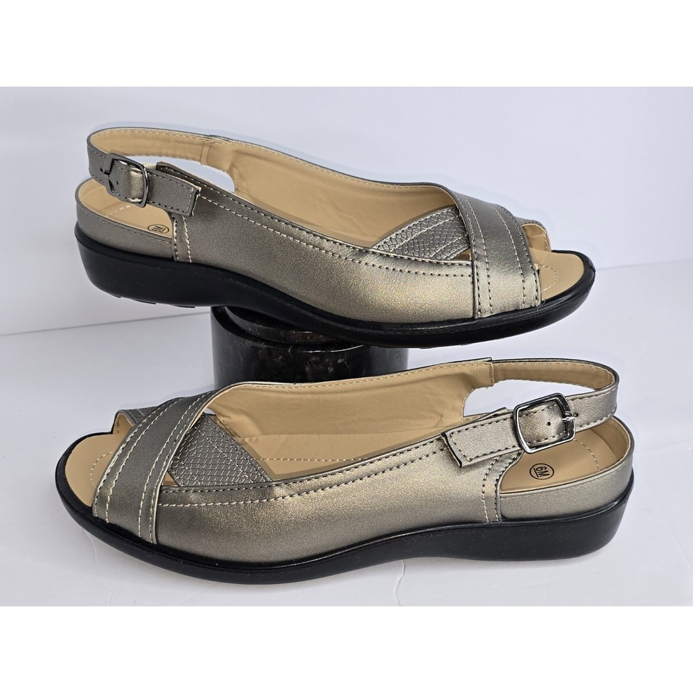 PEWTER WOMEN'S "ANNILISE" SLINGBACK BUCKLE SANDALS SZ: 6M NWOB - Picture 2 of 9